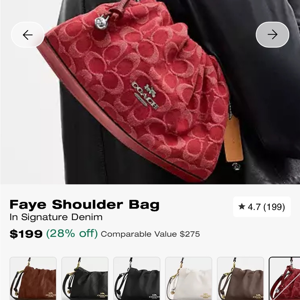 Coach Faye Signature Red Shoulder Bag